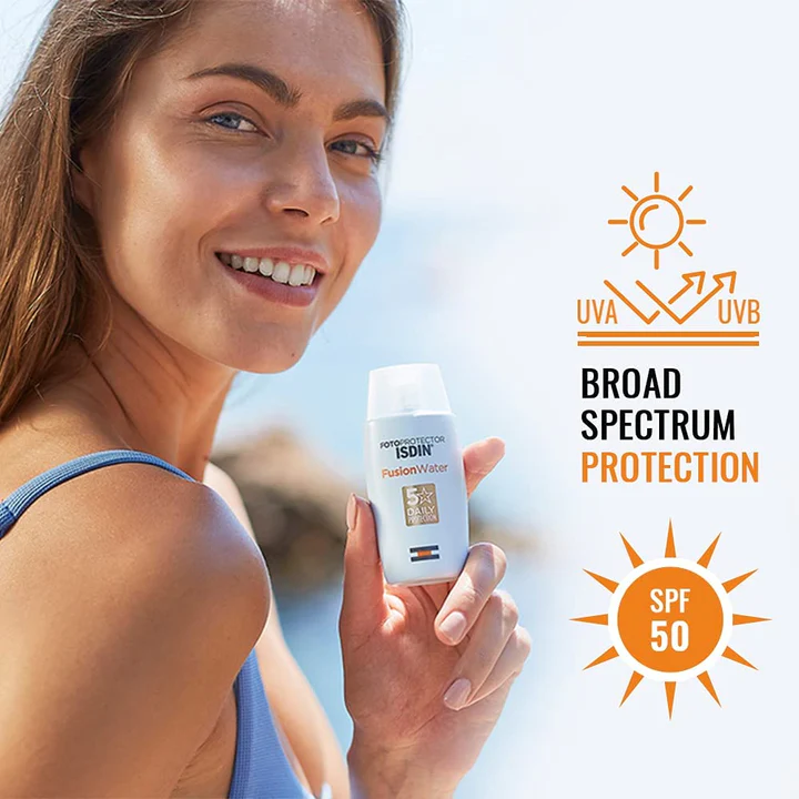 ISDIN Fotoprotector Fusion Water (Liquid) SPF 50, 50 ml | Sunscreen for Face, Water Based and Oil Free…